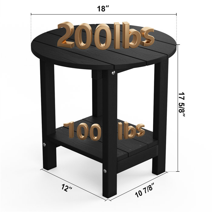 HERACLES Patio Outdoor Round Adirondack Plastic/Resin Side Table